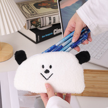 桑稚同款文具袋毛绒小熊笔袋可爱卡通铅笔袋大容量初高中收纳笔盒