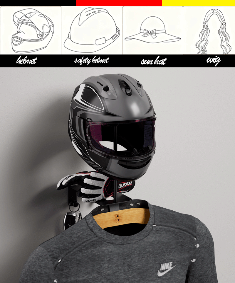 Cross-Border Wooden Motorcycle Helmet Rack Wall-Mounted Motorcycle Helmet Display Rack Solid Wood Motorcycle Leather Gear Rack