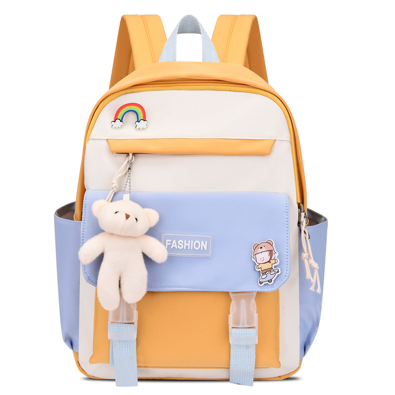 Nueva Salida de primavera mochila para niños 3-5-7 años de edad mochila estudiante de escuela primaria estudiante de secundaria Mochila de color de contraste de estilo coreano