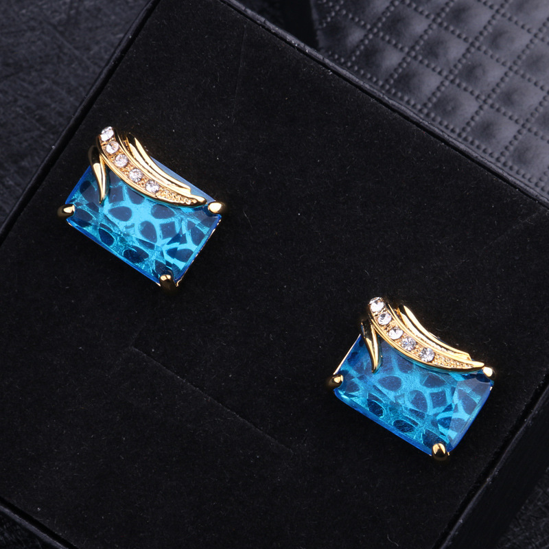 Sky Blue Diamond Cufflinks French Shirt Cuffnails Men's Cuff Nails Business cufflinks French Buckle
