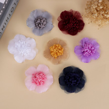 厂家直销布艺五瓣纱雪纺艺定形朵diy服装发饰胸花半成品配件批发