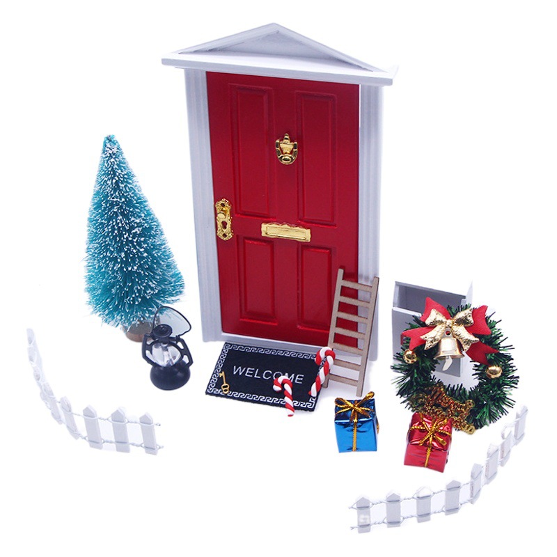 Los accesorios de decoración de la puerta de Navidad de Dollhouse pueden abrir la puerta escena en miniatura BJD modelo 10 modelos