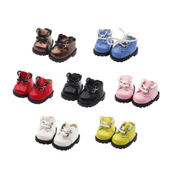 10cm棉花娃娃玩具鞋子亮皮圓頭皮鞋綁帶西裝鞋手指鞋3.8*2.3cm