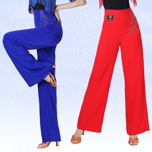 Latin dance pants for women, wide-leg pants, high-waisted drape dance clothes, practice clothes, dance pants, modern dance pants