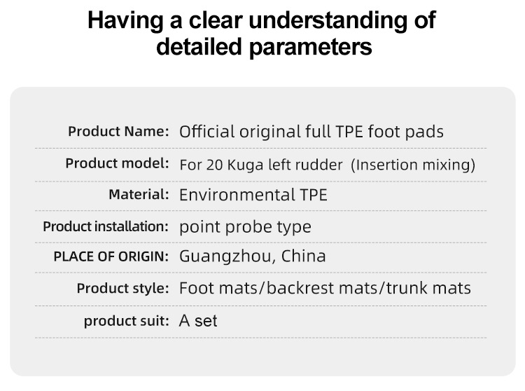 Suitable for 20 Ford Kuga European Left-Hand Drive Hybrid Car Floor Mats Tpe Fully Environmentally Friendly Trunk Mats