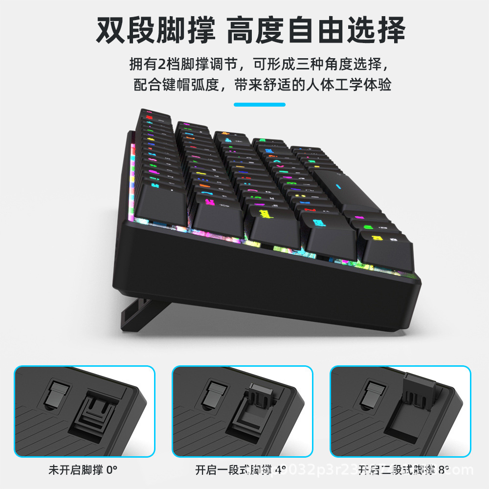 68 teclas inalámbricas Bluetooth 2.4G tres modos RGB teclado mecánico enchufe y extracción computadora portátil juegos de deportes electrónicos al por mayor