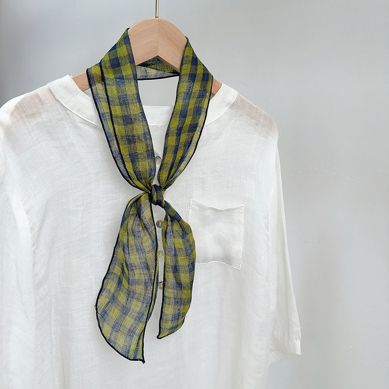 린넨 블루와 그린 체크무늬 10*103cm