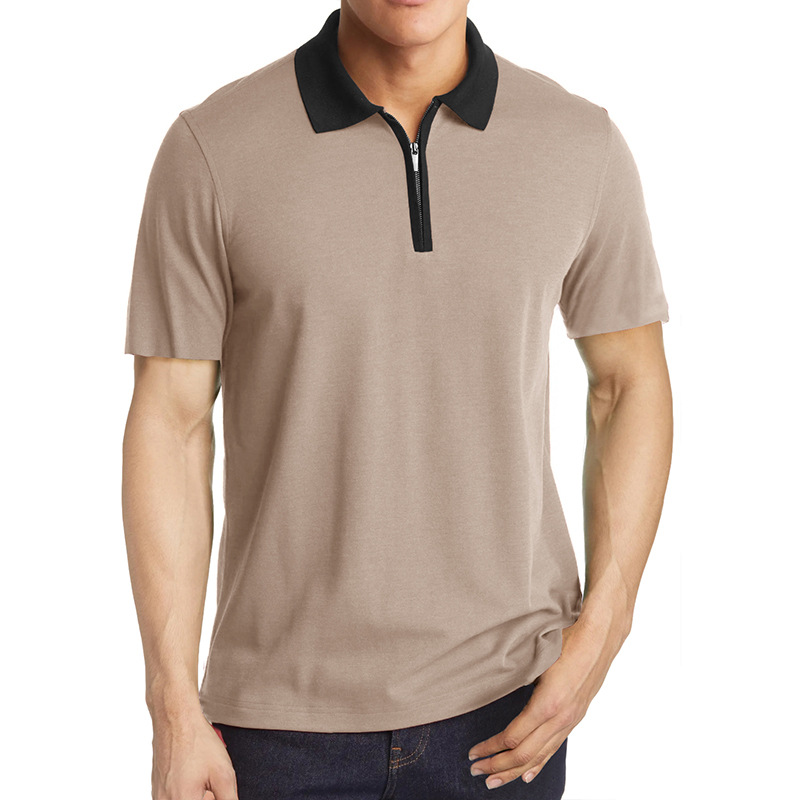 2024 Summer European and American men's short-sleeved lapel T-shirt Foreign Trade men's polo shirt cross-border shirt color matching polo