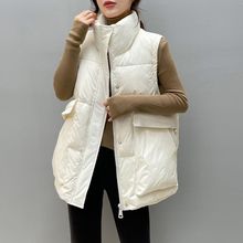 羽绒马甲女新款秋冬白鸭绒宽松大码休闲百搭外穿坎肩马甲时尚