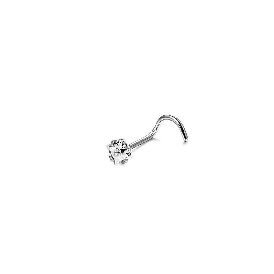 Piercing al naso a perno curvo in acciaio inossidabile 316L, rotondo, quadrato, con zircone, spessore 0,8 mm_voghion.com