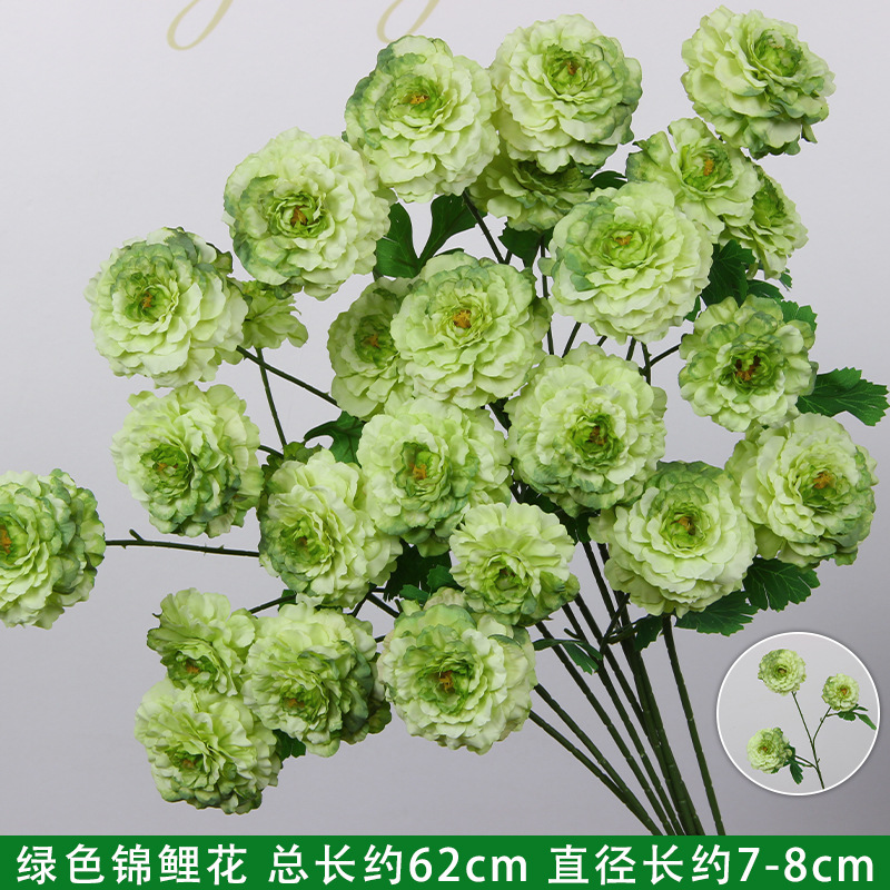 Simulación de flores verdes, flores de seda de boda, hierba