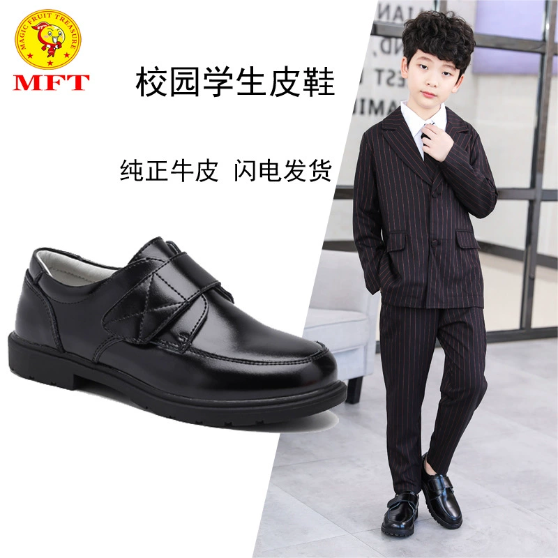 Детские кожаные туфли в британском стиле, новая модель весна-осень 2025, черные, для детей старшего возраста, для выступлений, школьные, для учеников.