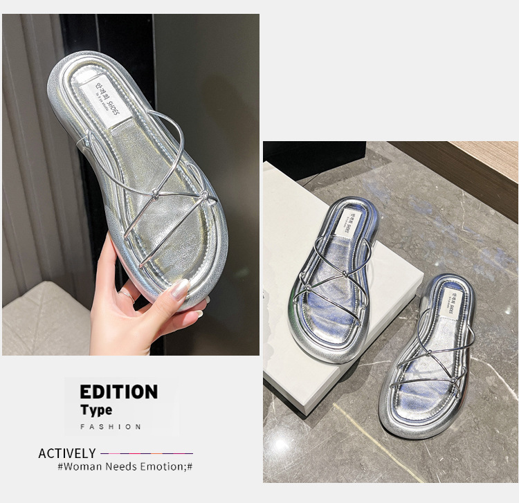 Pantoufles à semelle épaisse en forme de gâteau de pin, nouvelle collection d'été, vêtements d'extérieur, mode polyvalente, sandales à un mot, Instagram, petites pantoufles de plage élégantes, 2024_voghion.com
