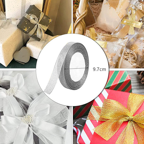 Cross-border hot sale 2-2.5cm glitter ribbon gift packaging decorative ribbon Christmas ribbon multi-color