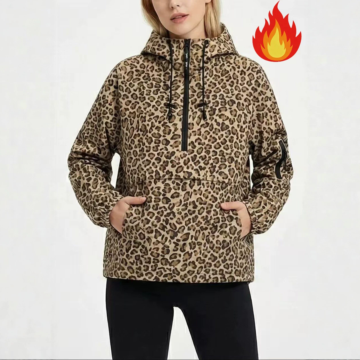Aliexpress Cross-Border European and American Style Women's Clothing Wholesale Casual Sports Style Hooded Jacket Top Fleece-Lined Outerwear