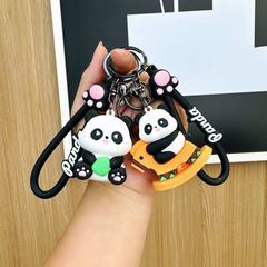 かわいいパンダの立体公仔の鍵はかわいい学生のカバンを掛けて自動車のキーチェーンの贈り物を飾ります。