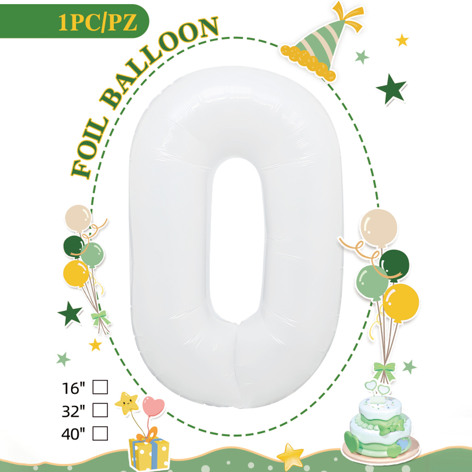 Embalaje de tarjeta de papel independiente digital de cumpleaños impreso en blanco de 32 pulgadas, decoración de fiesta de la versión estadounidense, película de aluminio, decoración de globos de papel de aluminio