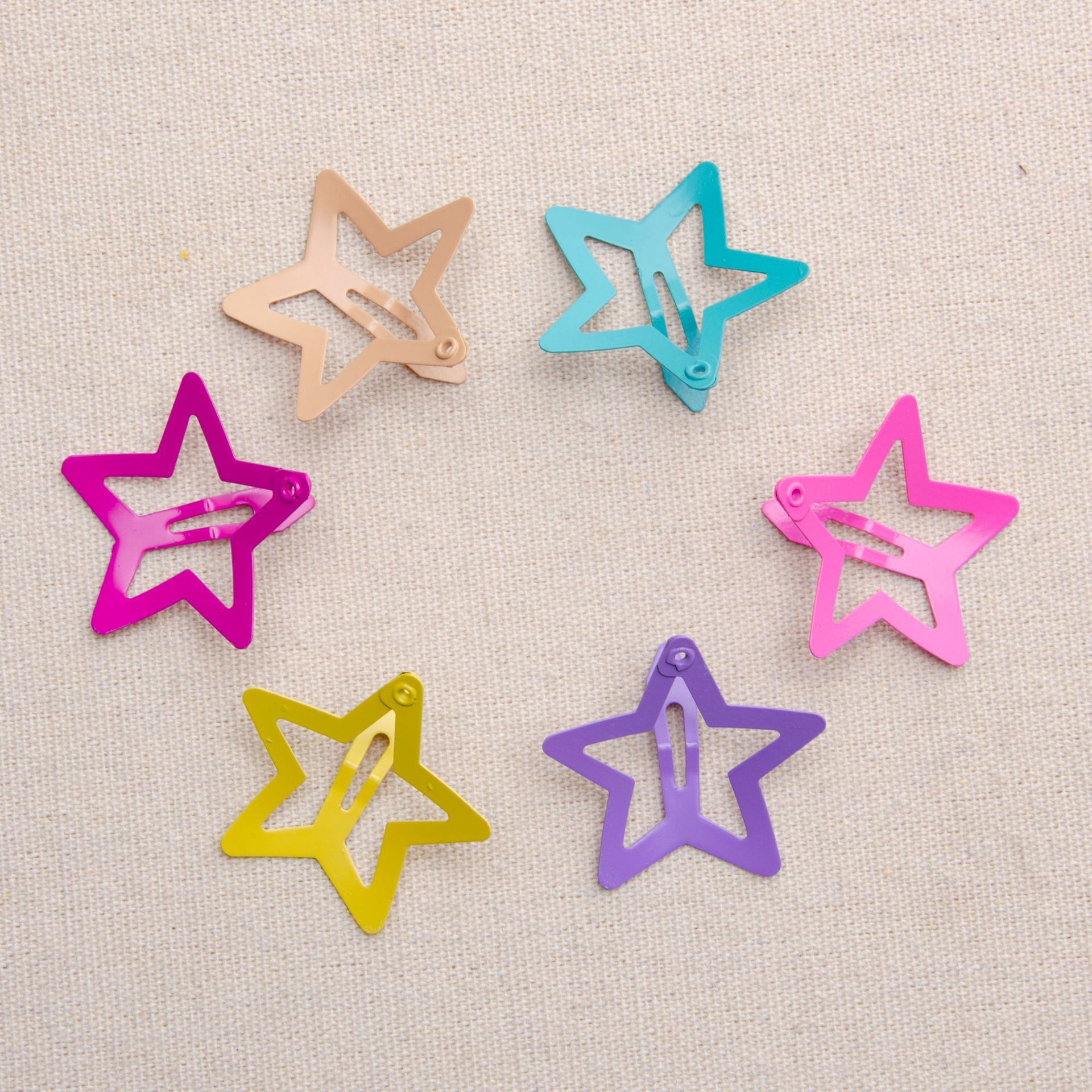厂家直供 韩式diy彩色烤漆五角星 bb夹 儿童边夹 头饰品配件批发