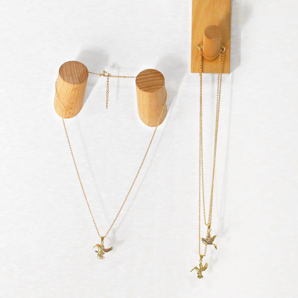 Fashion Colorful Zircon Inlaid Bird Pendant Clavicle Chain Necklace