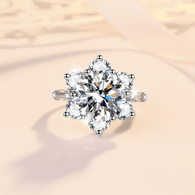 Moissanite anillo 1/3/5 quilate pulsera de lujo estrella chica fábrica al por mayor vivo 925 plata esterlina anillo femenino