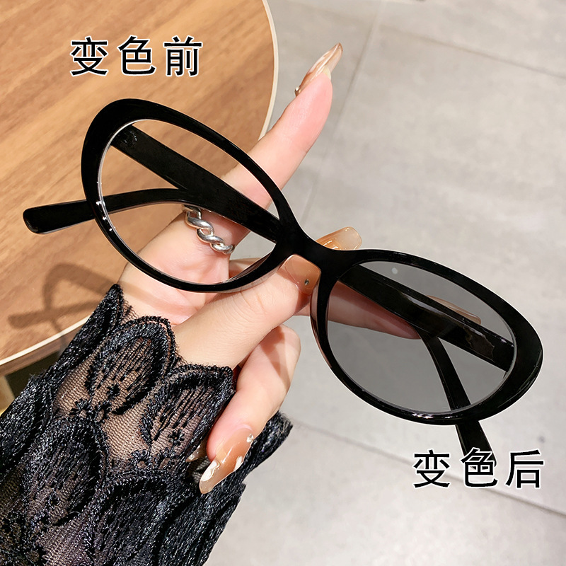 光感变色防蓝光近视镜时尚跨境书呆子极简风素颜显瘦素颜近视眼镜|undefined