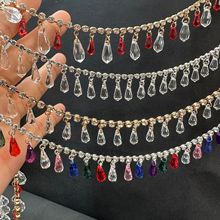水滴水晶宝石手工链条diy 民族服饰配件辅料婚庆流苏吊灯装饰批发