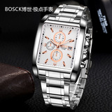 Часы, квадратный спортивный стальной ремешок, календарь