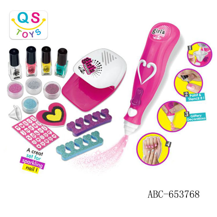 跨境儿童美甲笔套装吹风机过家家电动美甲指甲烘干机饰品彩妆玩具