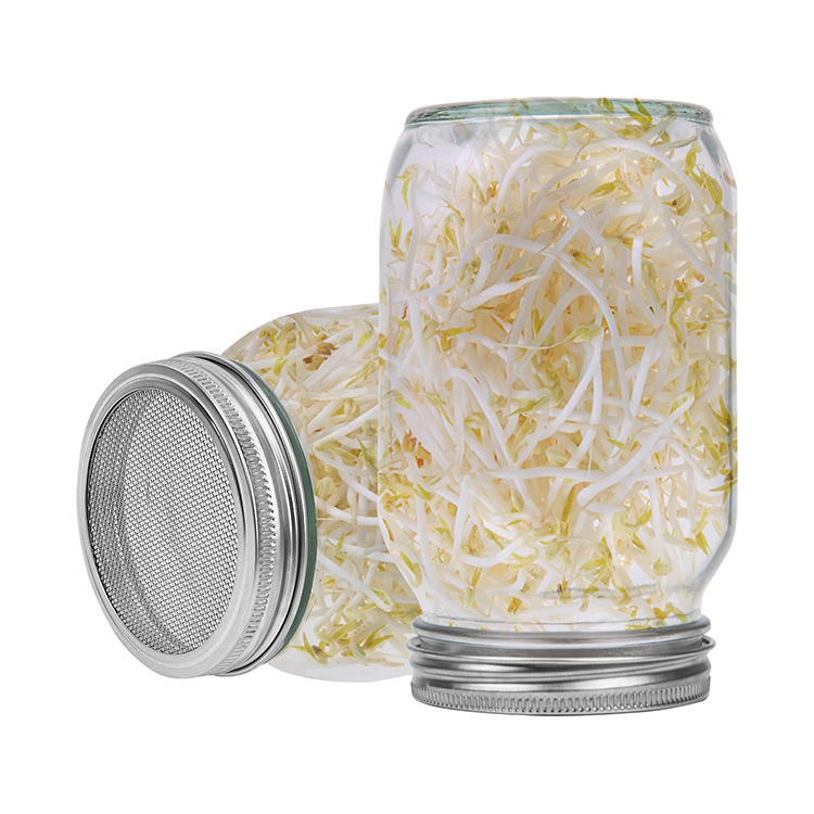 厂家批发玻璃食品罐大容量1000ml梅森罐带过滤网储物罐饮料密封