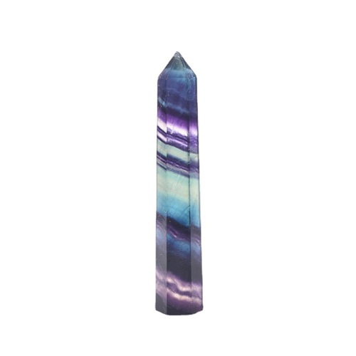 Amazon natural colorful fluorite crystal column ornaments single pointed hexagonal prism green fluorite purple fluorite crystal column wholesale