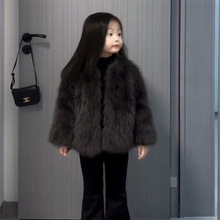 女童加厚毛毛外套冬季洋气短款仿皮草保暖棉袄毛绒新款仿狐狸毛