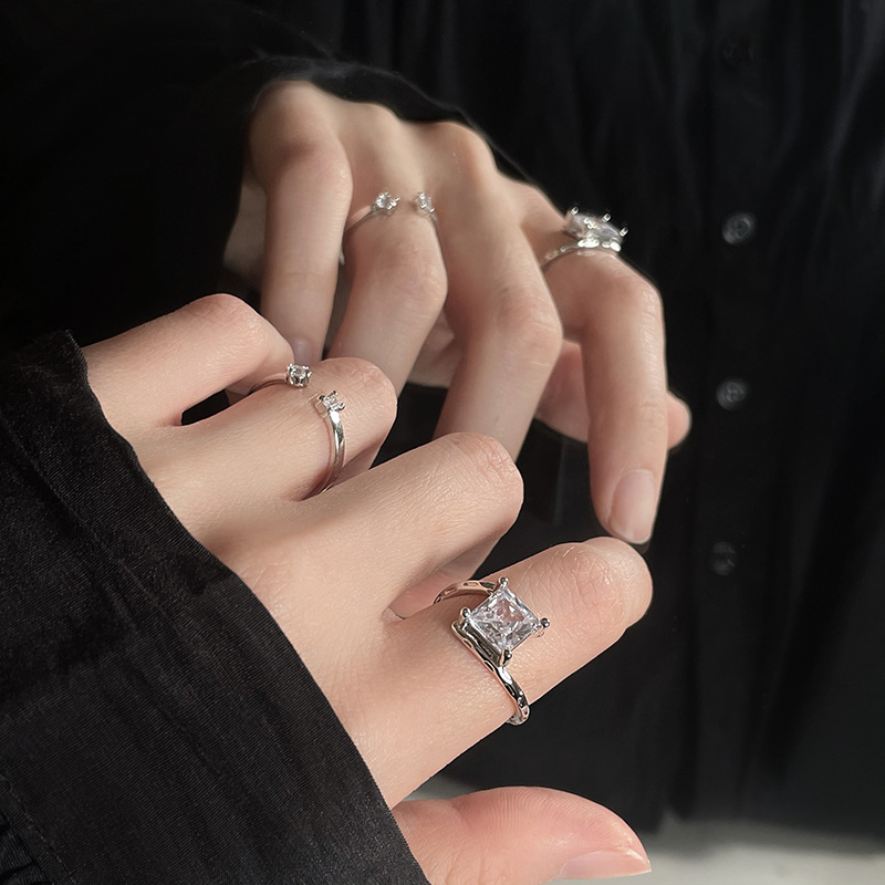 Fashion Simple Style Geometric Copper Plating Zircon Rings