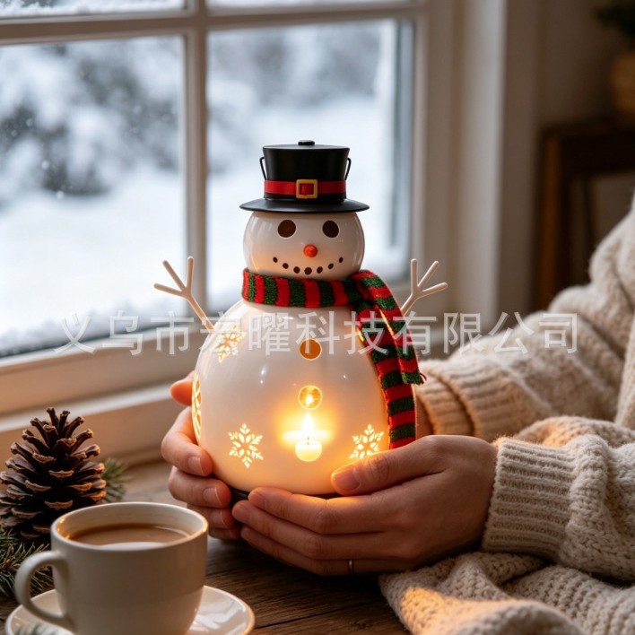 Amazon's best-selling in-stock cross-border Christmas snowman hand warmer tabletop ornament candle lamp