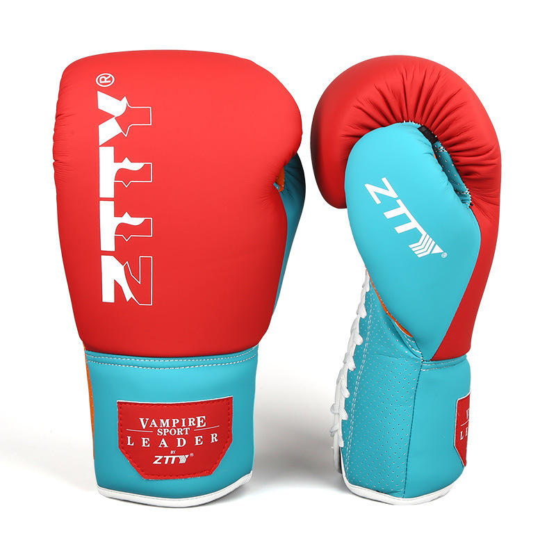 Fábrica al por mayor ZTTY microfibra guantes de boxeo atado cuerda guantes de boxeo entrenamiento de competición Sanda guantes de lucha