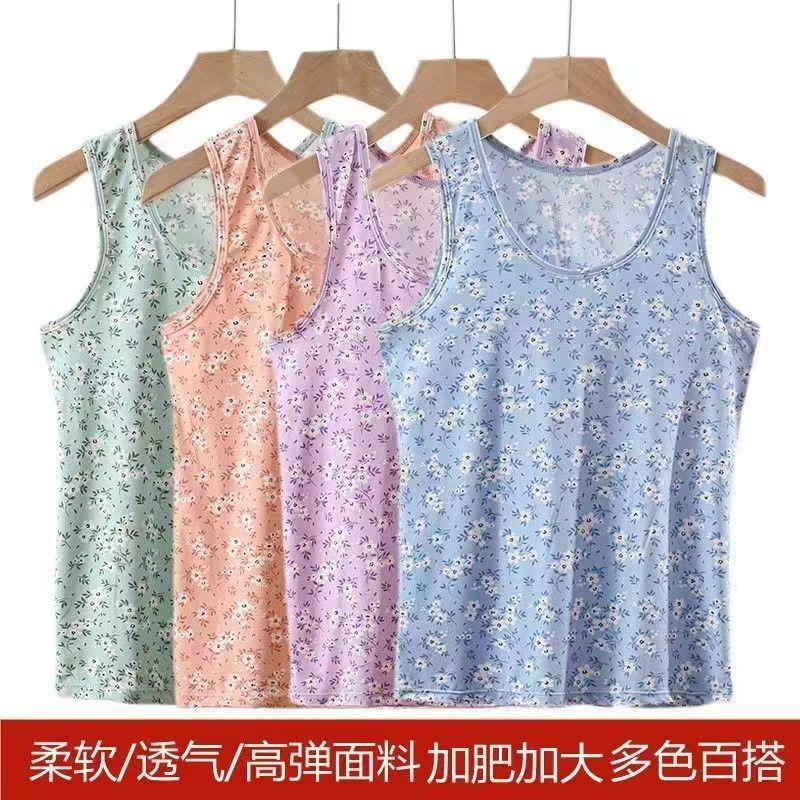 Summer Women's Vest Printed Sleeveless Floral Print Thin plus size Middle-aged Motherly Sweatshirt Sling Old Lady Underwear