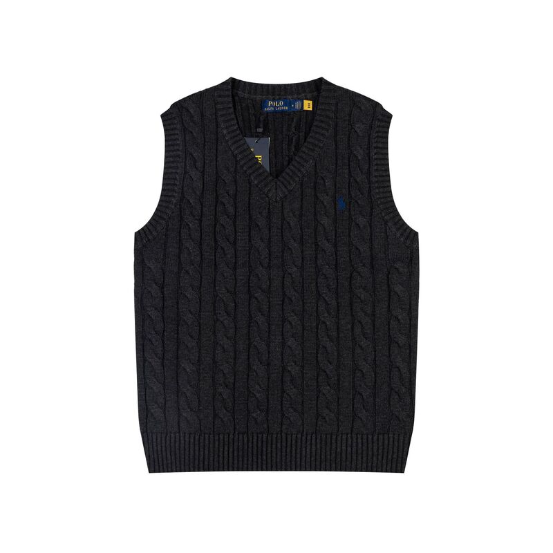 Can Be Scanned for Code~ Ralph Lauren Knitwear Vest Polo V-Neck Vest Rl Cable Knit Sweater Women's Top Layering Wear