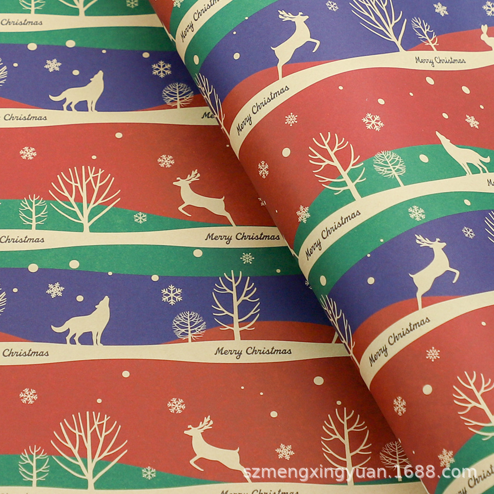 Festival de Navidad creativo regalo de Nochebuena caja de regalo papel de embalaje de dibujos animados lindo papel de embalaje Kraft