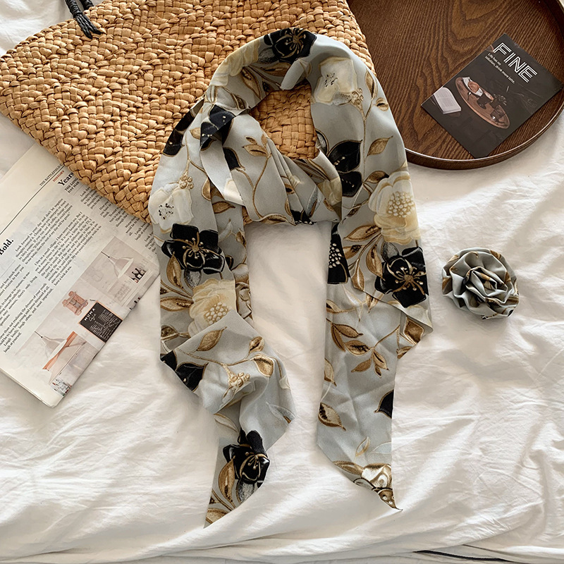 Bufandas de seda de alta calidad primavera nueva delgada ropa coreana accesorios multifuncional bufandas de rosa bufandas cinturón