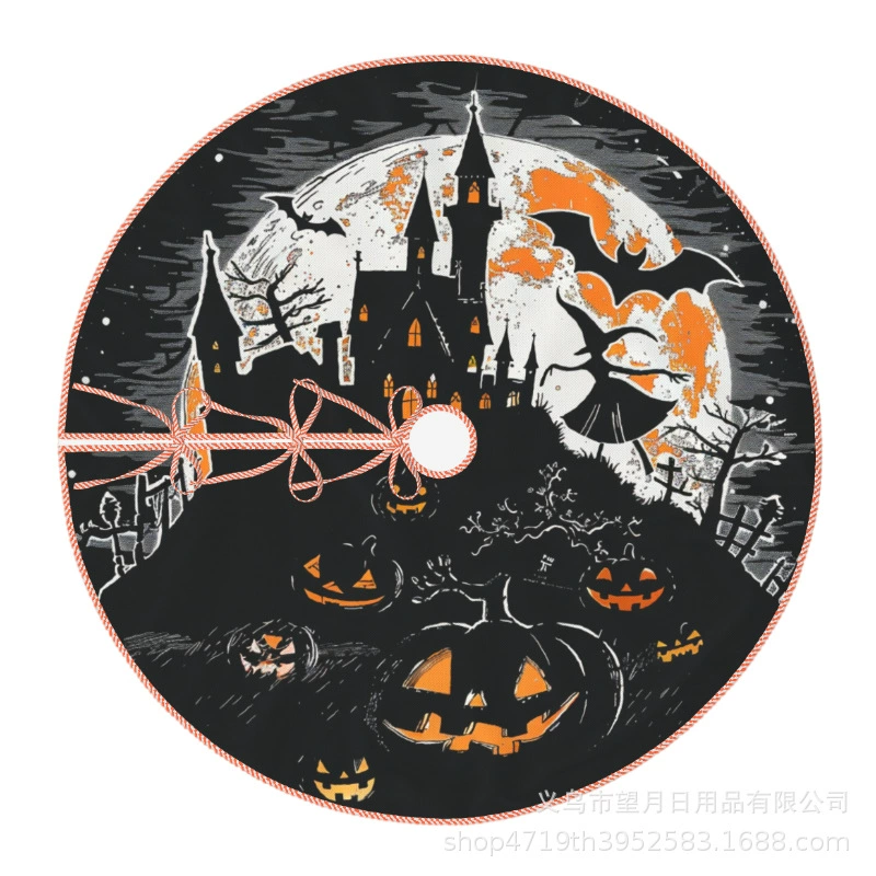 Кроссбордная сеkс Halloween елочная юбка новая фланелевая линя рождественские украшения тыква призрак летучая мышь черная кошка ведьма