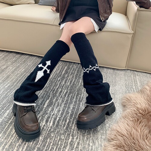 Autumn and winter knitted wide-leg socks Y2K calf socks for hot girls leg covers subculture versatile personality pile socks