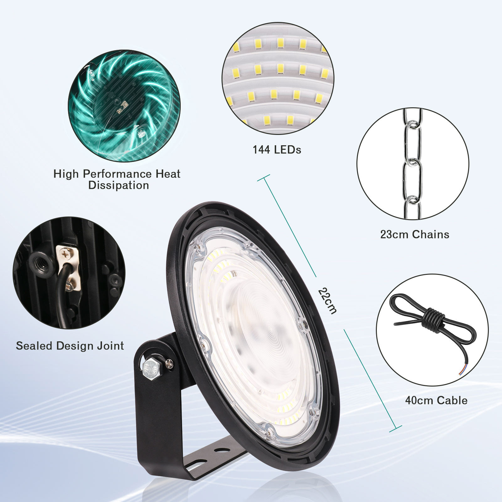 高品质UFO仓库工业工矿灯100w-300w工厂和车库长寿命节能6000Kled