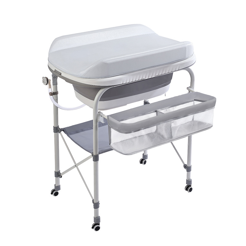 Mesa de cuidado infantil multifuncional mesa de pañales móvil cama de bebé recién nacido cambio de pañales tacto baño de lavado y protección integral