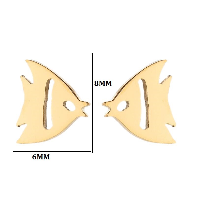 6g Weight PVD Coated Gold Plating Process 316 Stainless Steel Ear Needle Material 18K Gold, Real Gold Plated Plating Material Ear Studs Classification PVD Coated 18K Gold Real Gold Plated Animal 304 Stainless Steel Simple Style Waterproof Non Tarnish Ear Studs