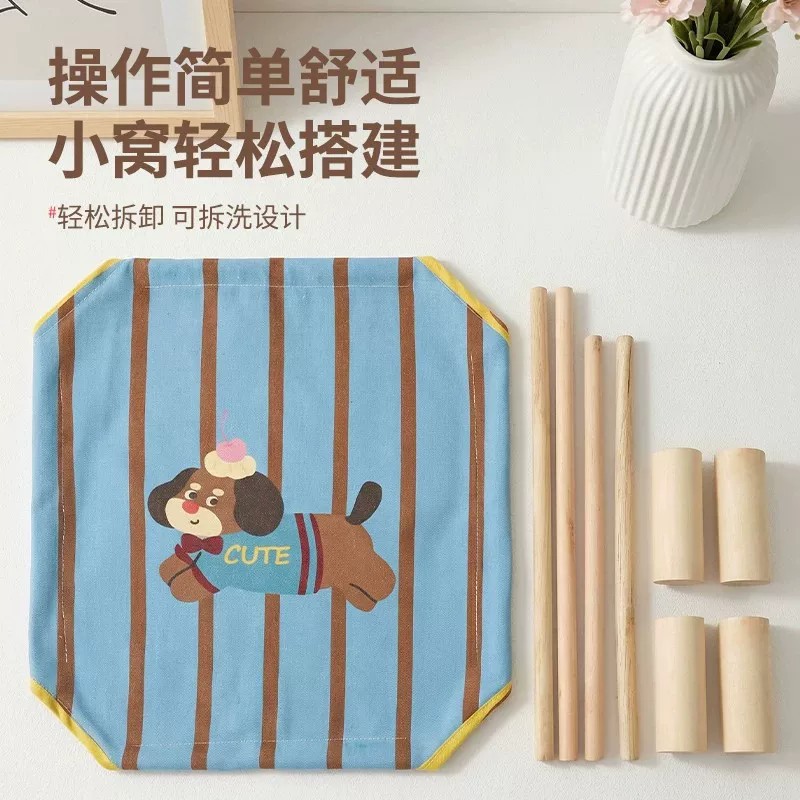 宠物行军床木质离地猫床狗狗床四季通用猫咪床可拆洗夏季猫窝狗窝