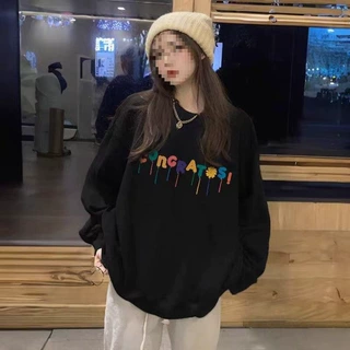 美式宽松字母印花圆领卫衣女春秋新款长袖衣服韩版休闲外套上衣潮