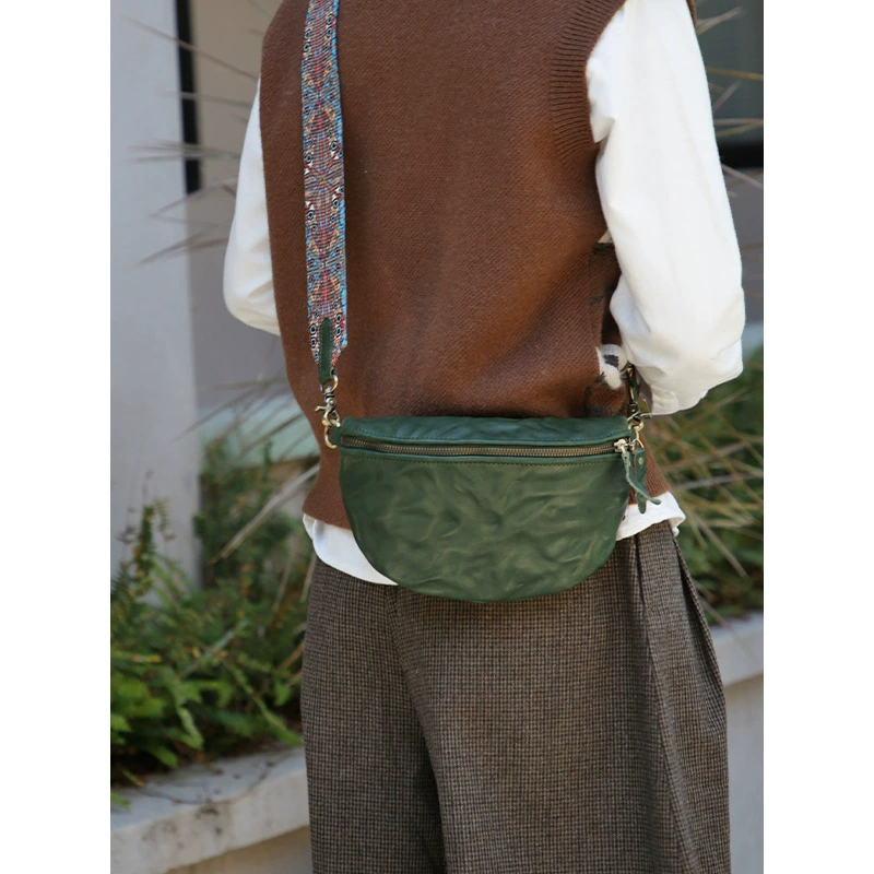 Leather retro straps, chest bag, one-shoulder bag, cowhide, simple and elegant design, boho style