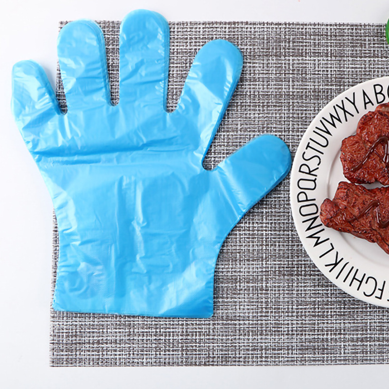 呵护双手居家蓝色一次性薄膜手套 加厚款挡油污厨房一次性PE手套|ms