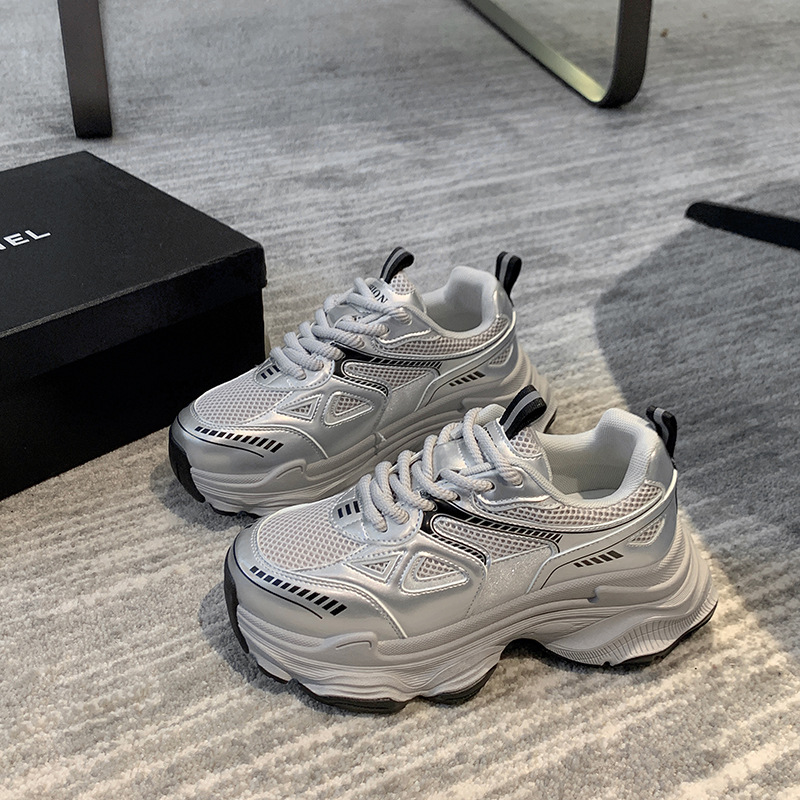 Dad's Women's 2024 Spring New Fashion Versatile Feet Display Small Mesh Breathable Sports and Casual Shoes_voghion.com