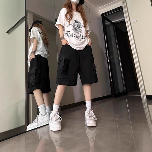 Workwear Shorts for Women - Summer Thin Version 2025, American Style Loose Casual Straight Leg Five-Finger Pants for Short Women and Students