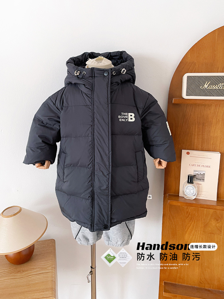 Wind Valley 2025 invierno nueva ropa infantil coreana tres capuzas largas chaquetas de plumón chaqueta caliente para niños